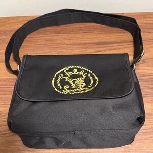 Carlos Falchi Sport Black Nylon Messenger Bag With Adjustable Strap/Gold Logo.